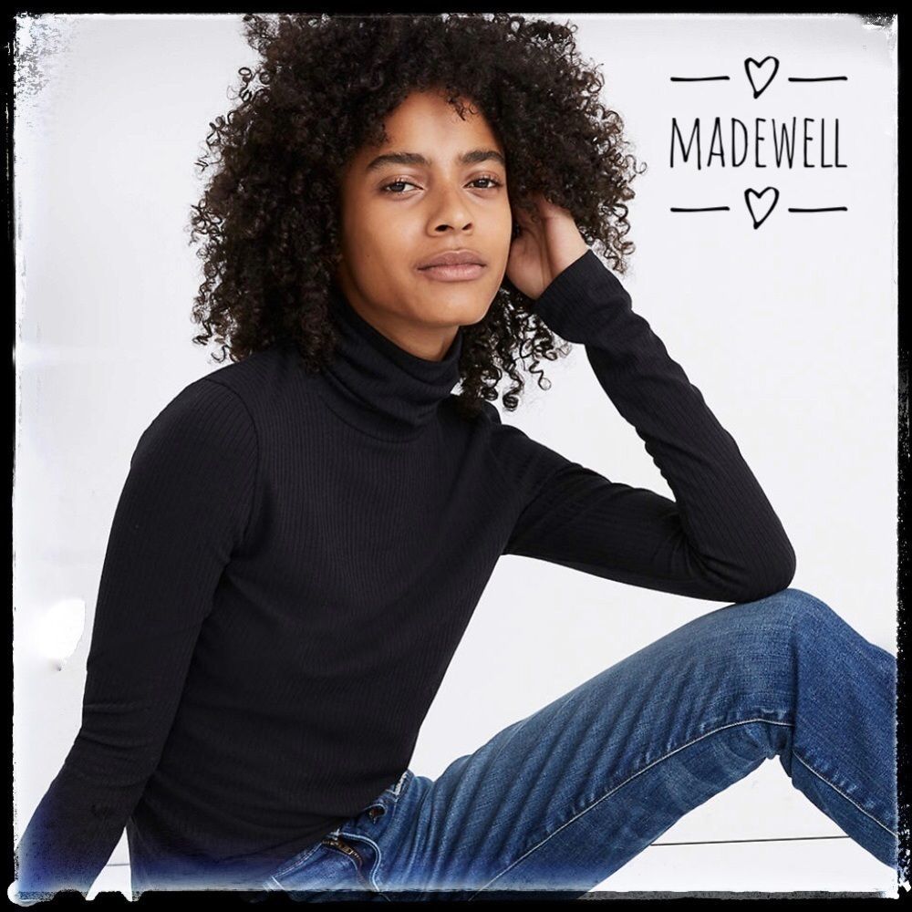 Madewell Super-fine Black Turtle-neck Swea…